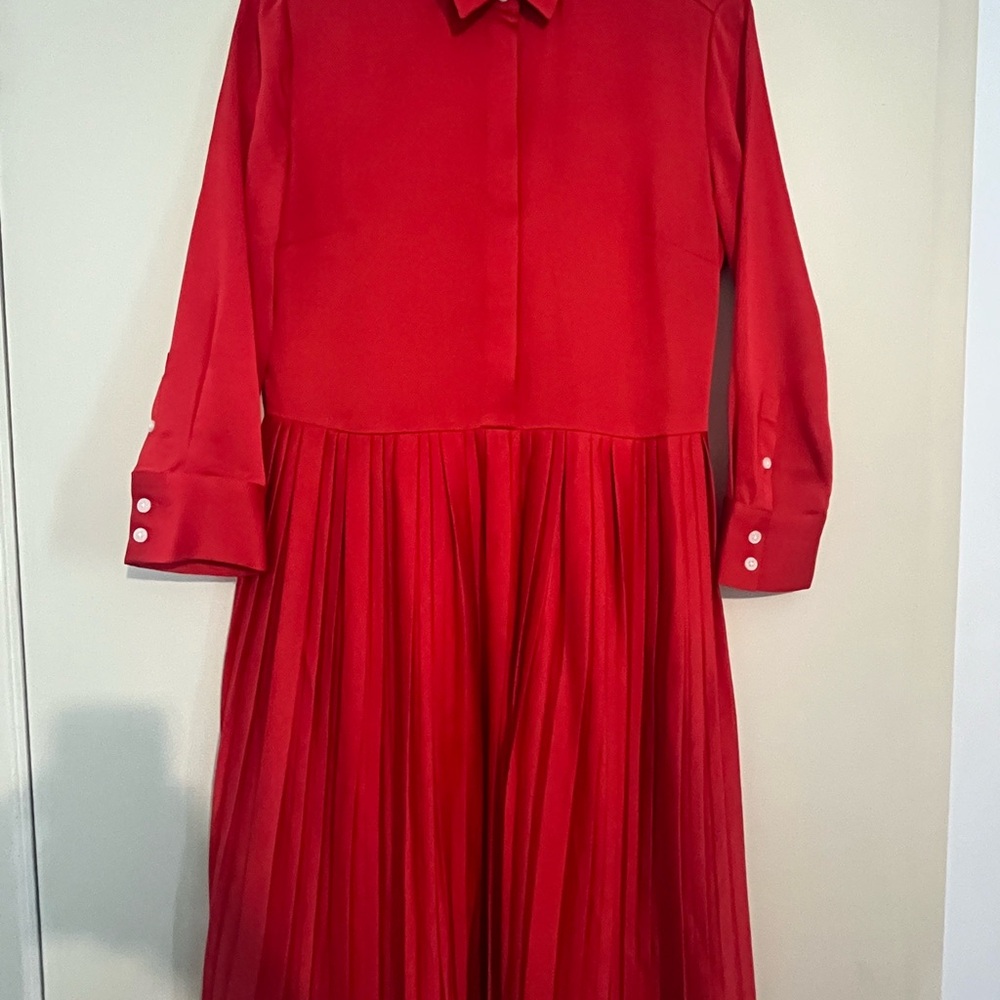 Stunning Red Pleated Banana Republic Dress